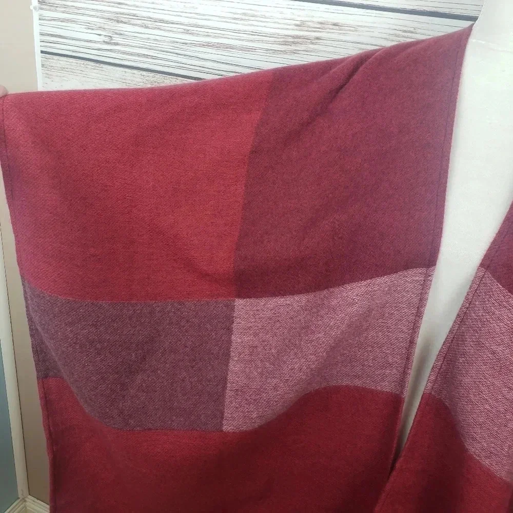 Woolrich Red Fringed Poncho Wrap Cape